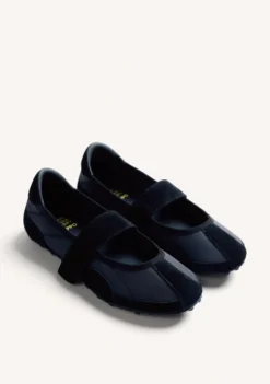 BAILARINAS DEPORTIVAS NEGRO PIEL Y NYLON
