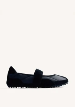 BAILARINAS DEPORTIVAS NEGRO PIEL Y NYLON