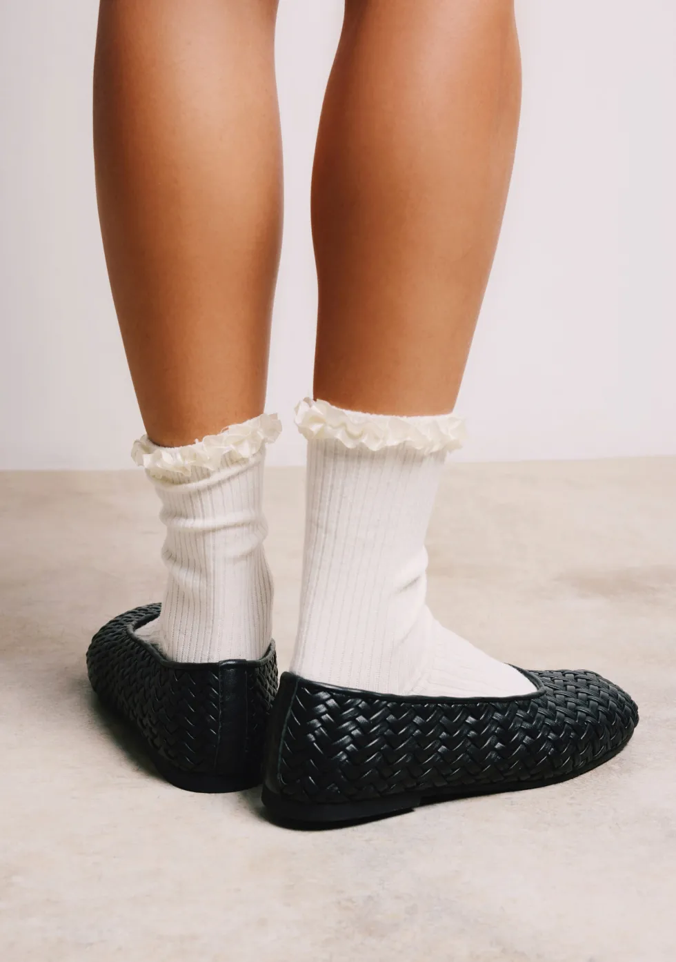 BAILARINAS NEGRO PIEL TRENZADA