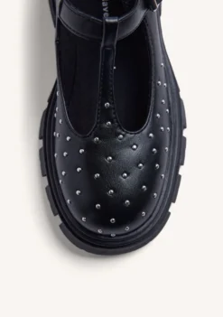 BAILARINAS NEGRO TACHAS Y SUELA TRACK