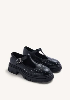 BAILARINAS NEGRO TACHAS Y SUELA TRACK