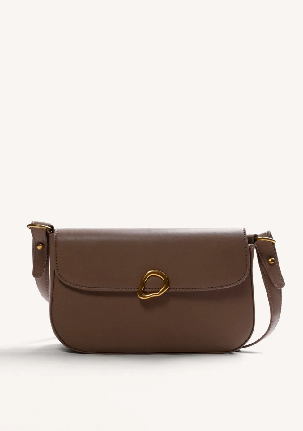 BOLSO BANDOLERA TAUPE HEBILLA
