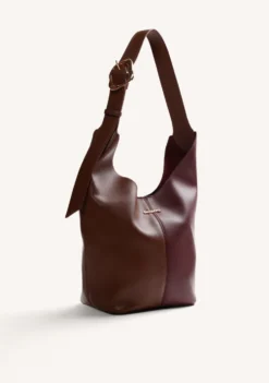 BOLSO MAXI BUCKET MARRÓN Y MORADO
