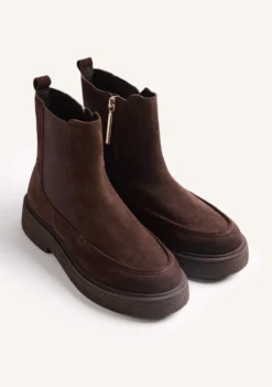 BOTINES MARRÓN PIEL CON CREMALLERA
