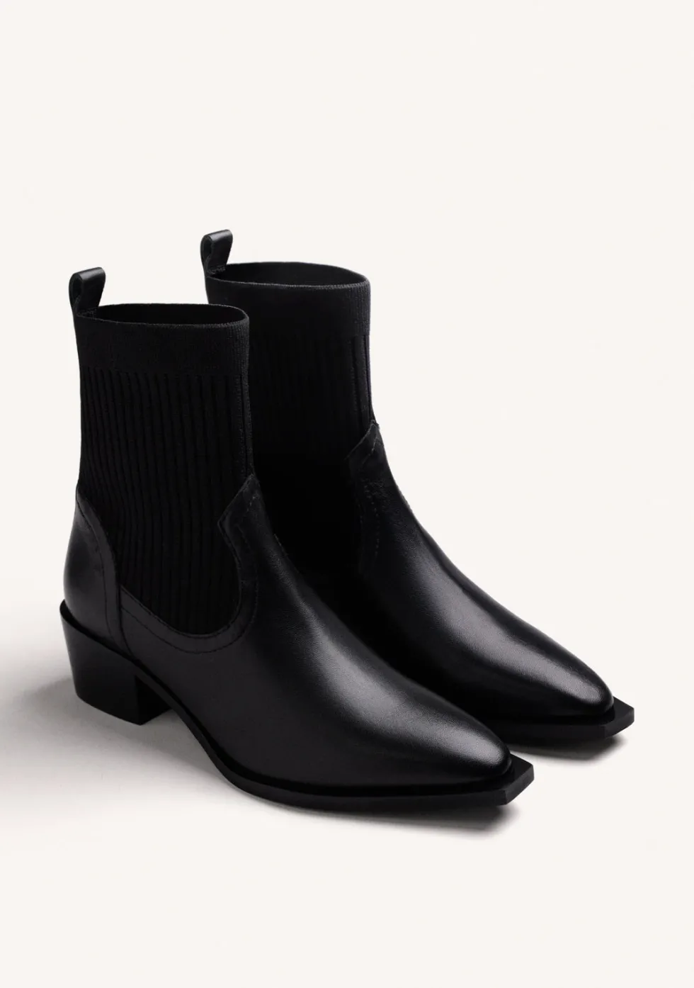 BOTINES NEGRO COWBOY ELÁSTICOS PIEL