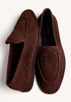 MOCASINES MARRÓN PIEL TRENZADA