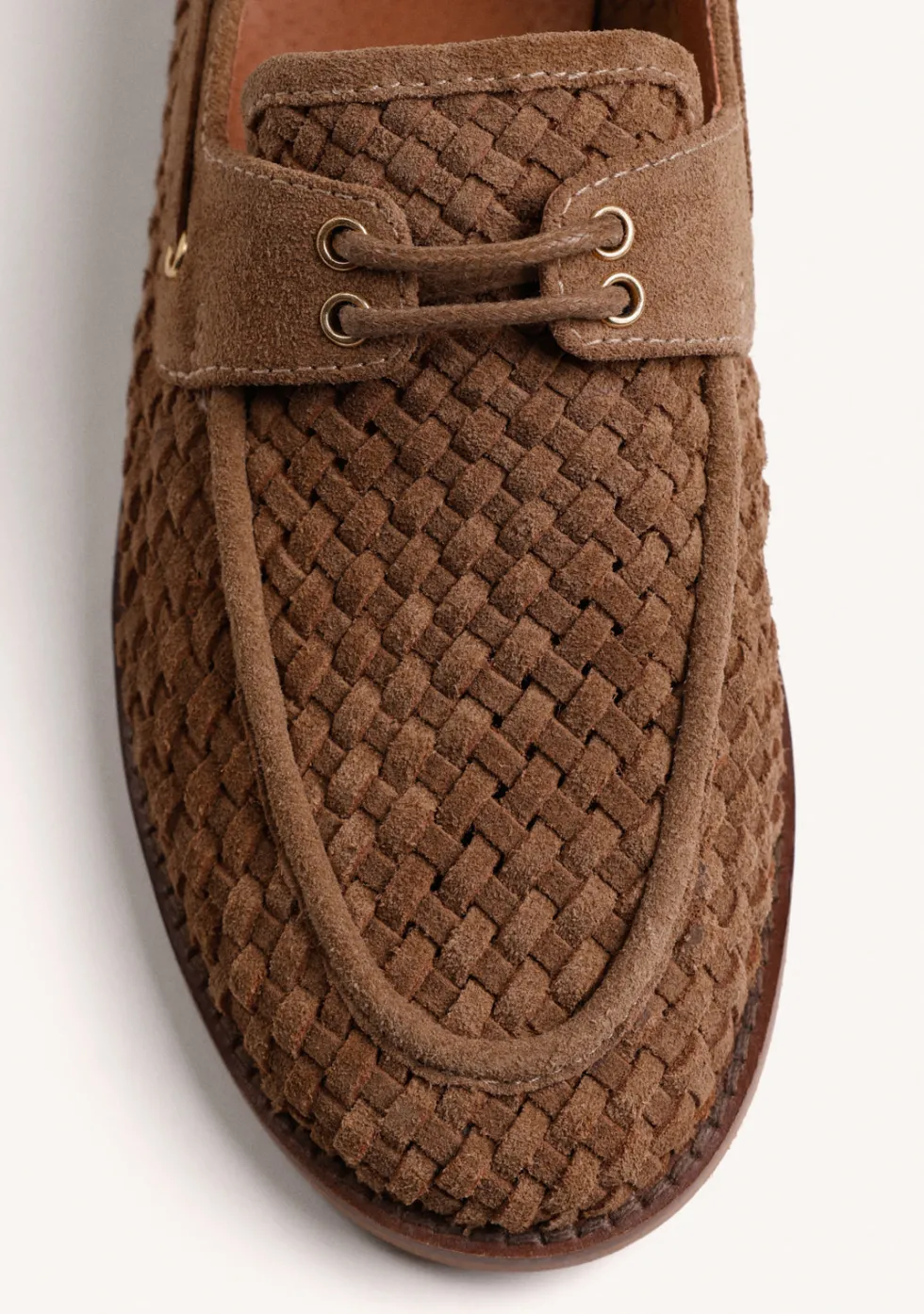 MOCASINES NÁUTICOS MARRÓN PIEL TRENZADA