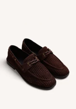 MOCASINES NÁUTICOS MARRÓN PIEL TRENZADA