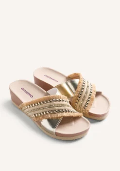 SANDALIAS BIO CUÑA TACHAS Y FLECOS SUMBAWA