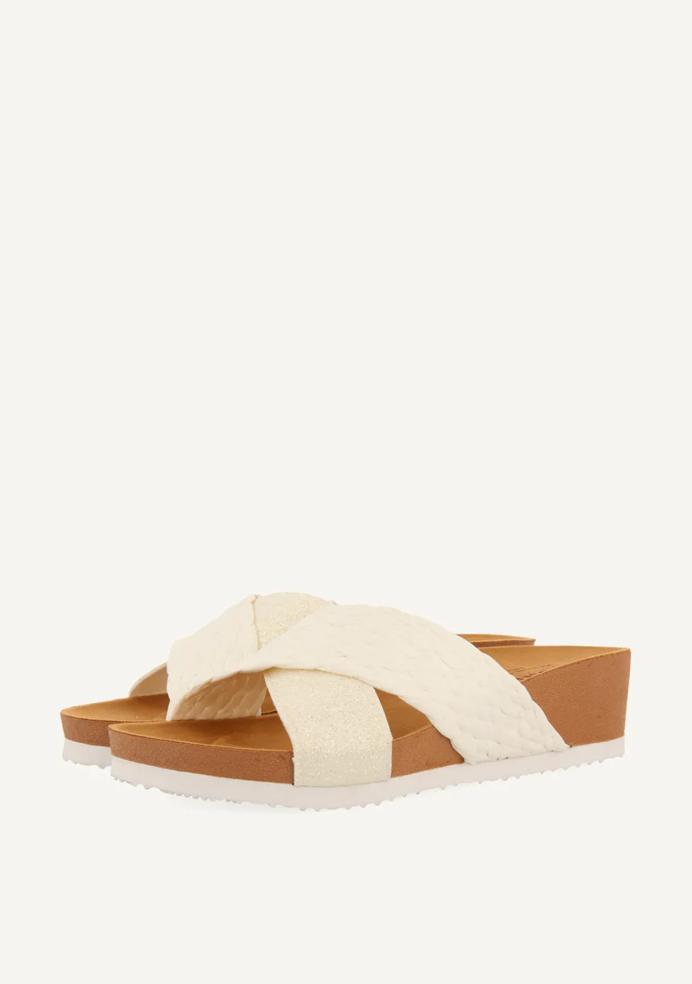 SANDALIAS CON CUÑA TIPO BIO Y TIRAS BLANCAS PARA MUJER GOULDS