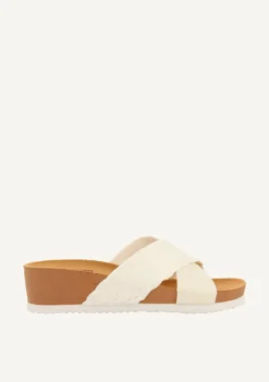SANDALIAS CON CUÑA TIPO BIO Y TIRAS BLANCAS PARA MUJER GOULDS