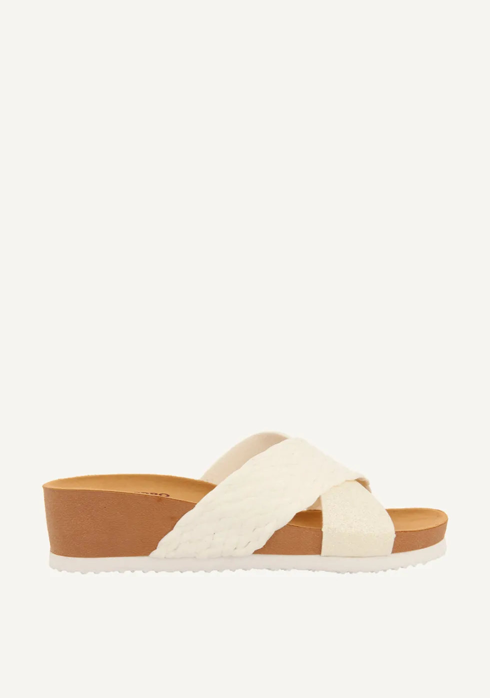 SANDALIAS CON CUÑA TIPO BIO Y TIRAS BLANCAS PARA MUJER GOULDS