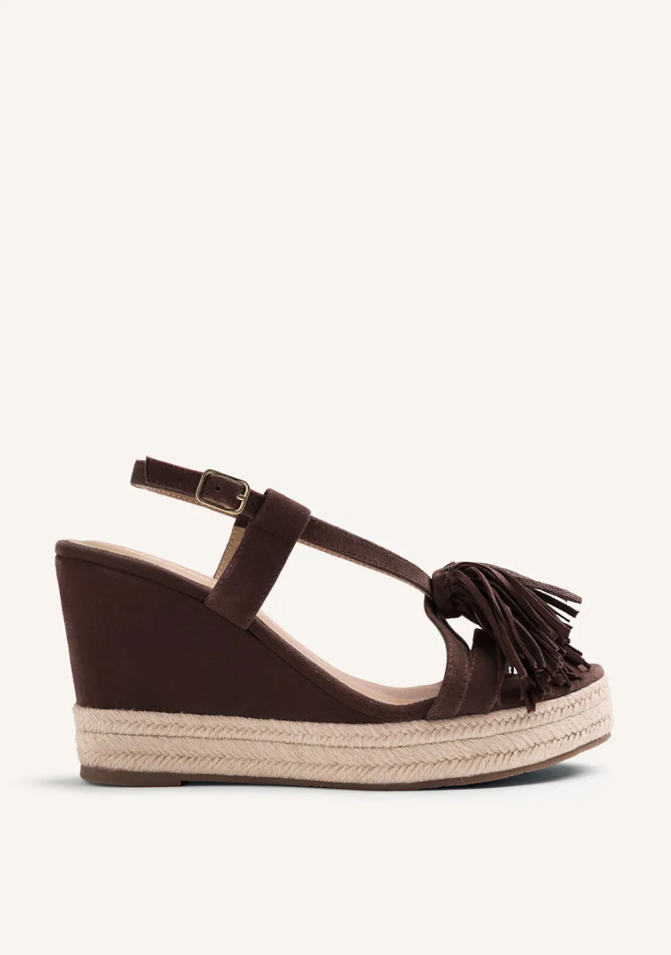 SANDALIAS CUÑA PIEL FLECOS KILOSA