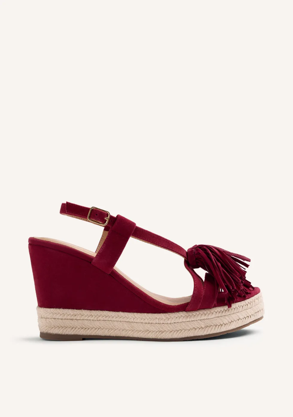 SANDALIAS CUÑA PIEL FLECOS KILOSA