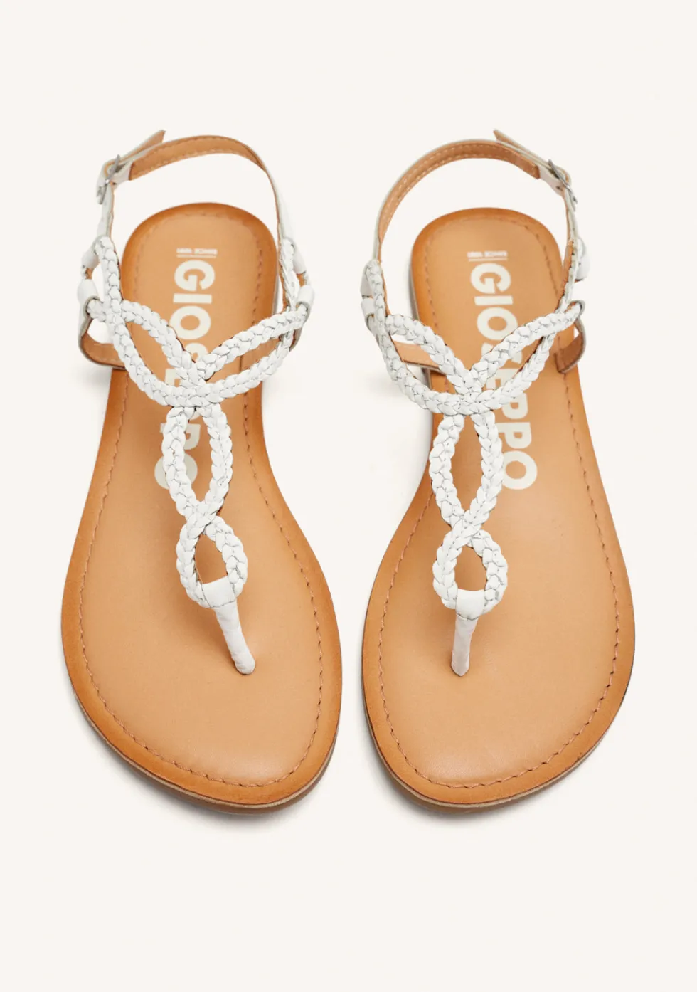 SANDALIAS DE TIRAS TRENZADAS BLANCAS PARA MUJER MERIGNAS