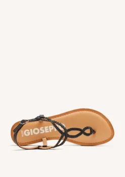 SANDALIAS DE TIRAS TRENZADAS NEGRAS PARA MUJER MERIGNAS