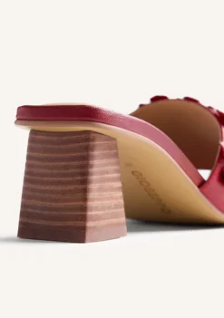 SANDALIAS MULES TACÓN PIEL FLORES TANGUB