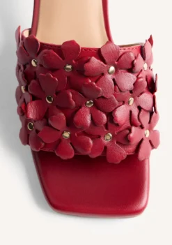 SANDALIAS MULES TACÓN PIEL FLORES TANGUB