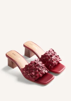SANDALIAS MULES TACÓN PIEL FLORES TANGUB
