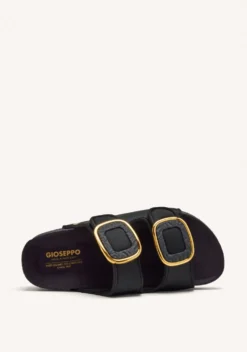 SANDALIAS NEGRAS ESTILO BIO CON ADORNO JOYA PARA MUJER BUDAORS