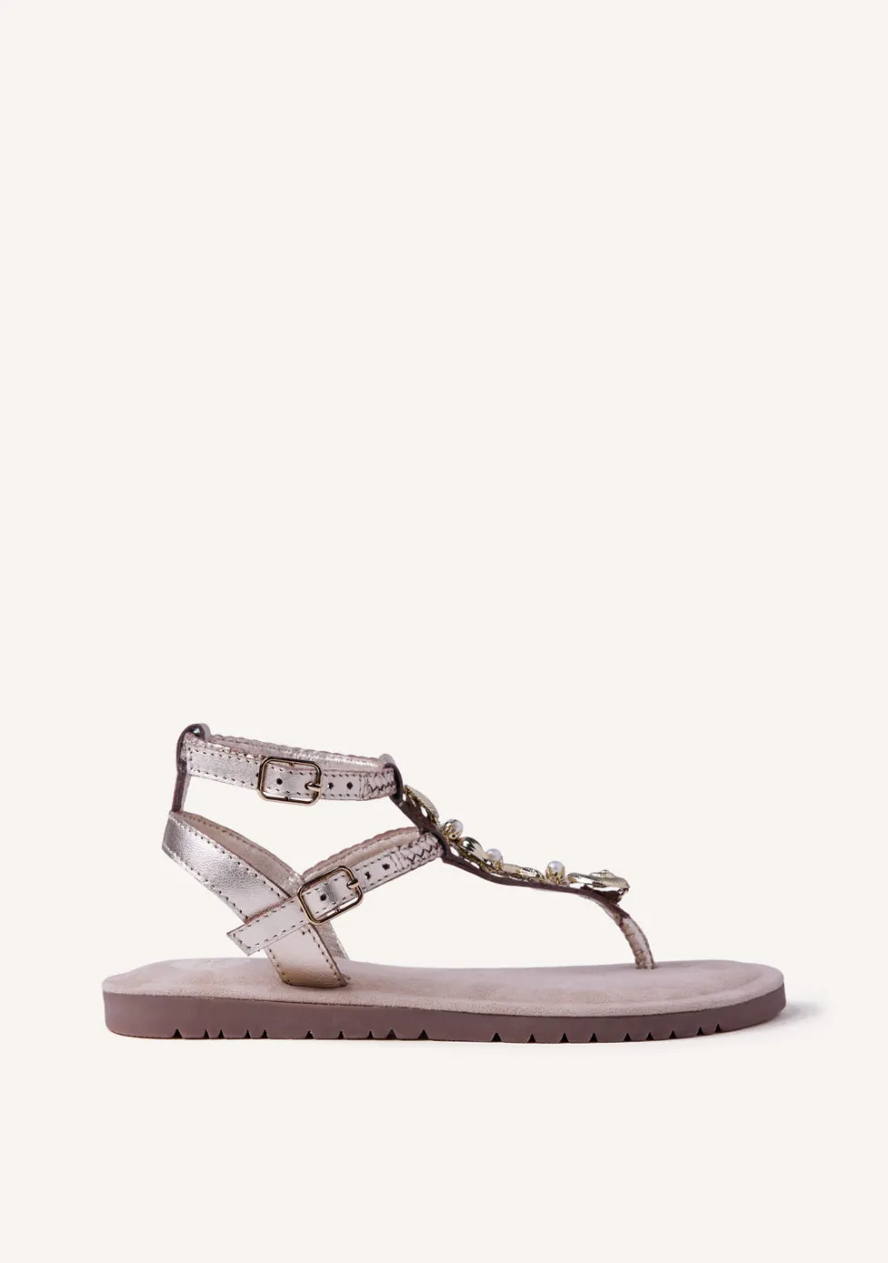 SANDALIAS PIEL BRILLO Y ABALORIOS WATAMU