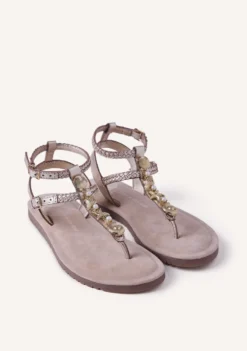 SANDALIAS PIEL BRILLO Y ABALORIOS WATAMU