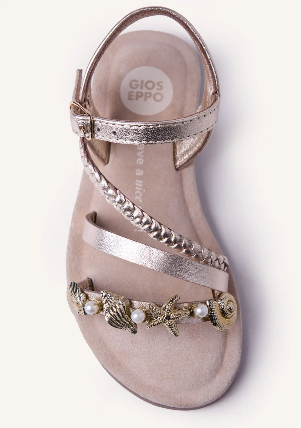 SANDALIAS PIEL BRILLO Y ABALORIOS ERDUT