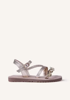 SANDALIAS PIEL BRILLO Y ABALORIOS ERDUT