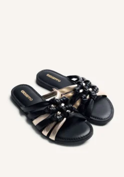 SANDALIAS PIEL BRILLO Y NUDOS CALBAYOG
