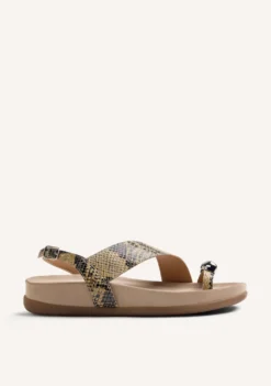 SANDALIAS PIEL ESTAMPADO ANIMAL Y JOYA TANAUAN