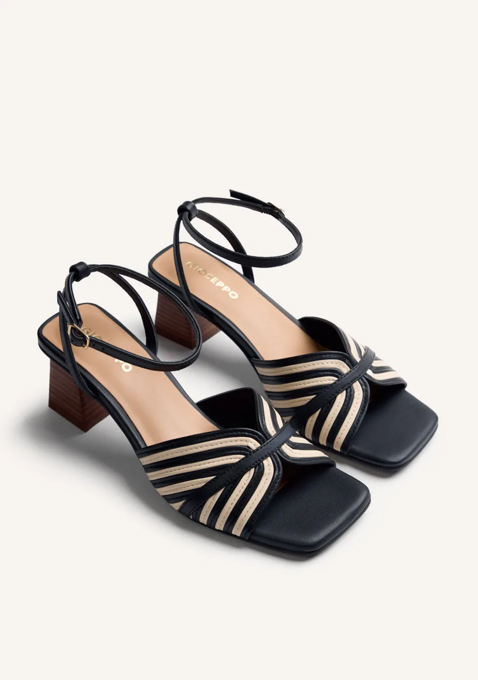 SANDALIAS TACÓN PIEL RAYAS THORNTON