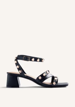 SANDALIAS TACÓN PIEL TACHAS KASULU