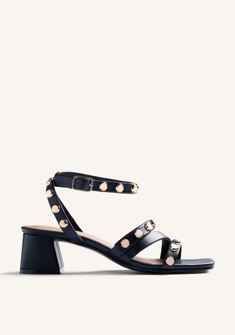 SANDALIAS TACÓN PIEL TACHAS KASULU