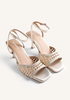 SANDALIAS TACÓN PIEL TRENZADA BRILLO KAJIADO
