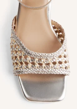 SANDALIAS TACÓN PIEL TRENZADA BRILLO KAJIADO