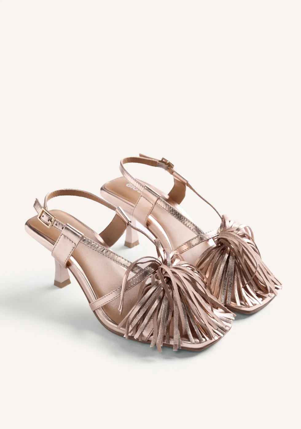 SANDALIAS TACÓN PIEL Y FLECOS LUKAC