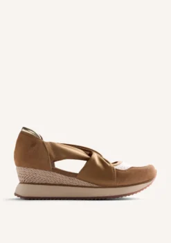 ZAPATILLAS ABIERTAS PIEL Y CROCHET CUÑA VUKA