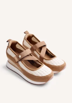 ZAPATILLAS ABIERTAS PIEL Y CROCHET CUÑA LIPA