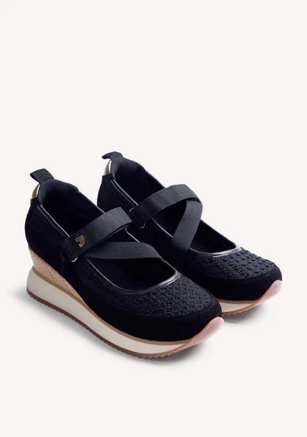 ZAPATILLAS ABIERTAS PIEL Y CROCHET CUÑA LIPA