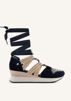 ZAPATILLAS ABIERTAS PIEL Y RAFIA CUÑA KIDIKA