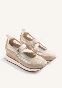 ZAPATILLAS ABIERTAS PIEL Y REJILLA CUÑA KIVIK