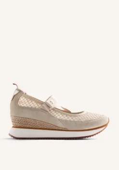 ZAPATILLAS ABIERTAS PIEL Y REJILLA CUÑA KIVIK