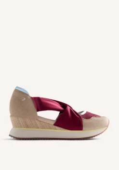ZAPATILLAS ABIERTAS PIEL Y REJILLA CUÑA SAGAY