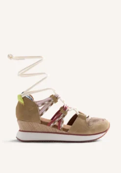 ZAPATILLAS ABIERTAS PIEL Y REJILLA CUÑA RONGAI