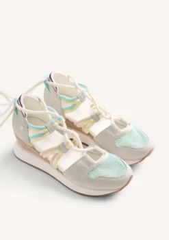 ZAPATILLAS ABIERTAS PIEL Y REJILLA CUÑA RONGAI