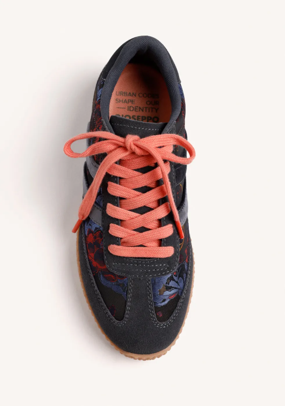 ZAPATILLAS AZUL PIEL Y SATÉN FLORES