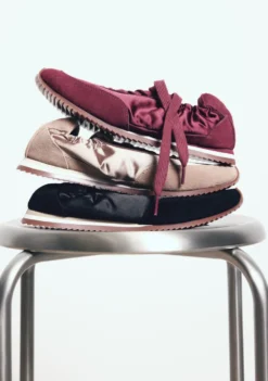 ZAPATILLAS BURDEOS PIEL Y SATÉN