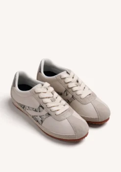 ZAPATILLAS CREMA PIEL Y NYLON