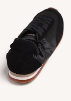 ZAPATILLAS NEGRO PIEL Y SATÉN