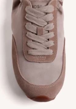 ZAPATILLAS TAUPE PIEL Y SATÉN